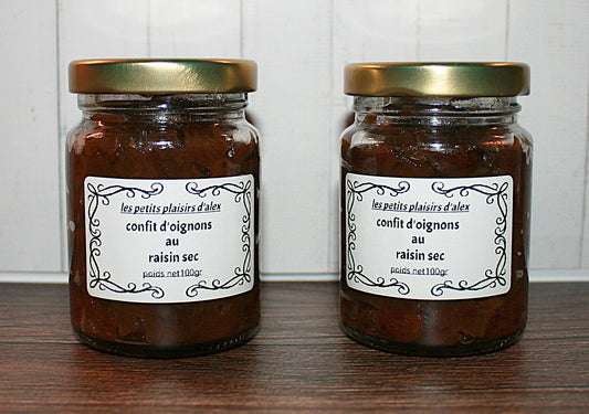 Confit d'oignons et raisins secs au vinaigre de cidre